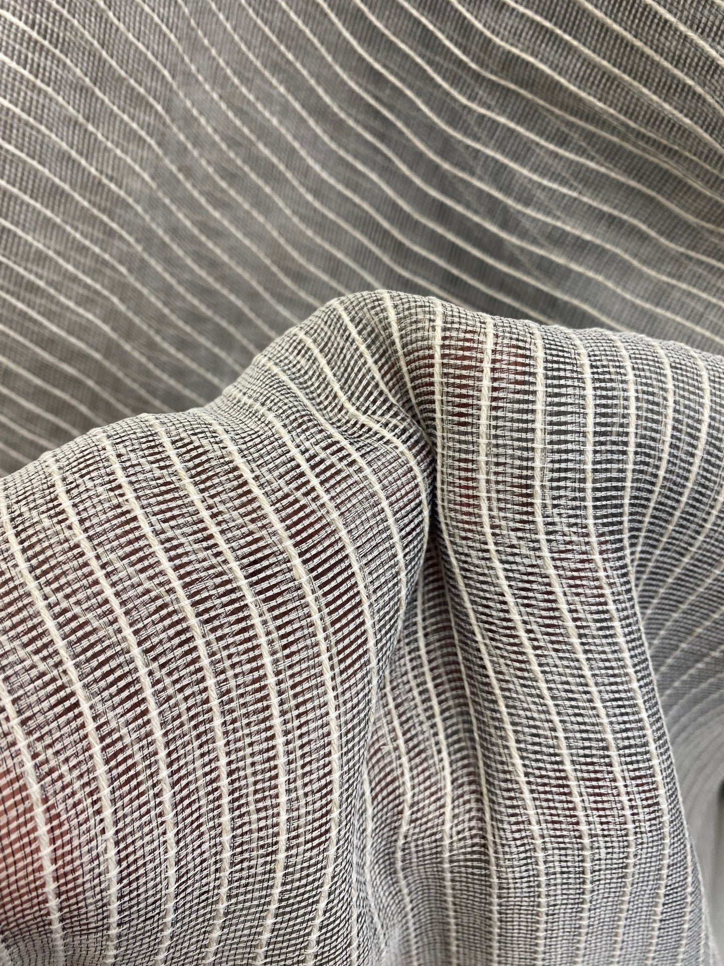 Light sheer Lined grey and cream 120" sold by the yard