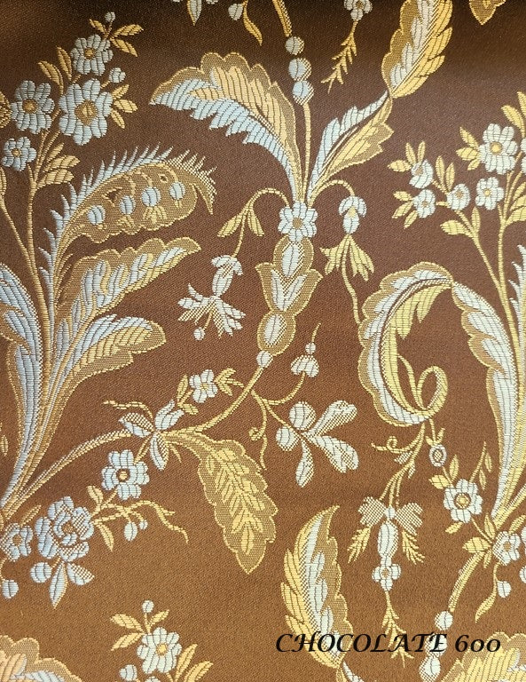 Jacquard Fabric color Chocolate Blue Upholstery and Drapery, decoration, etc. 58"Jacquard Fabric Sold by The Yard