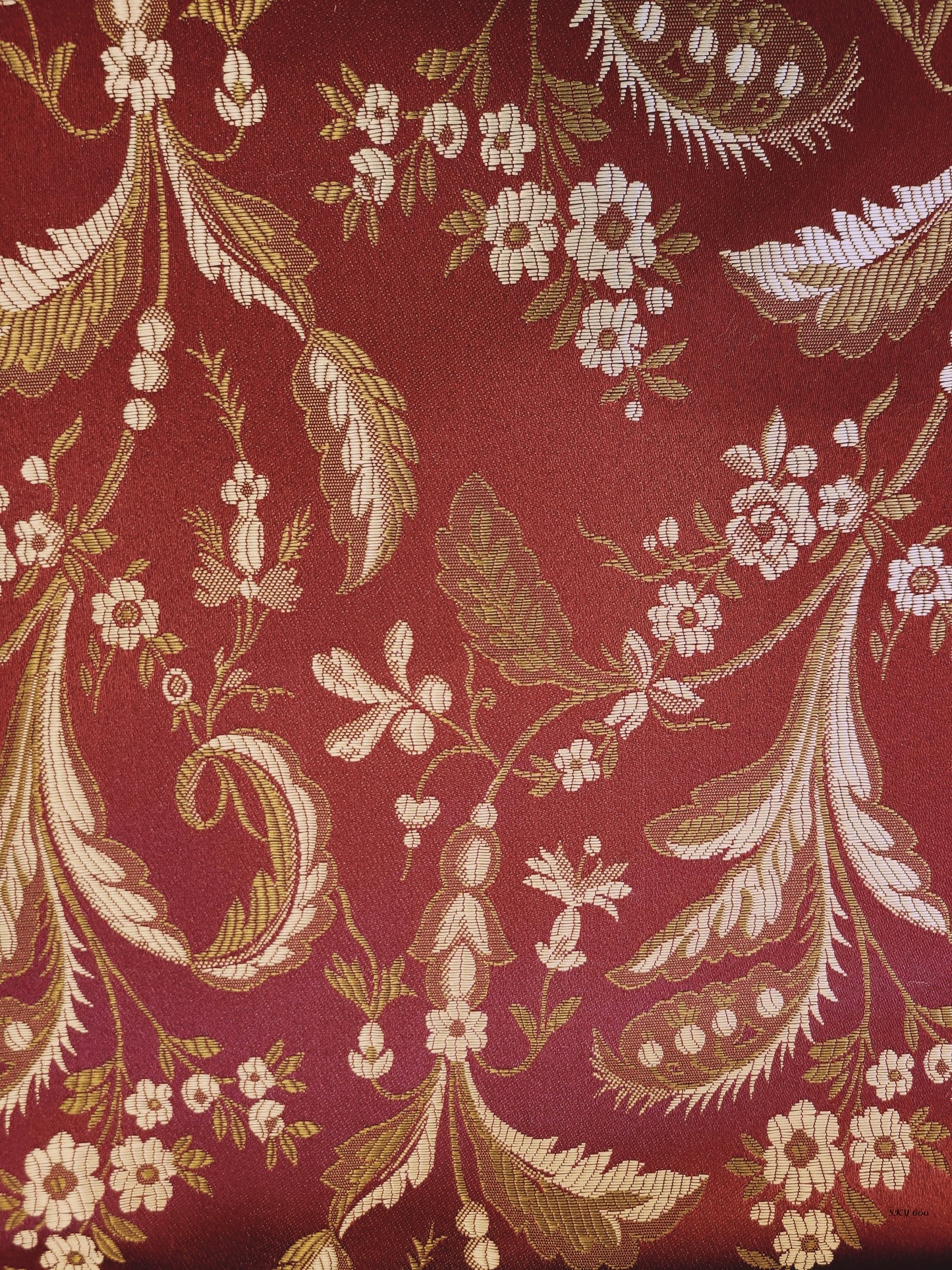 Jacquard Fabric color Burgundy/Gold, Upholstery and Drapery, decoration, etc. 58"Jacquard Fabric Sold by The Yard
