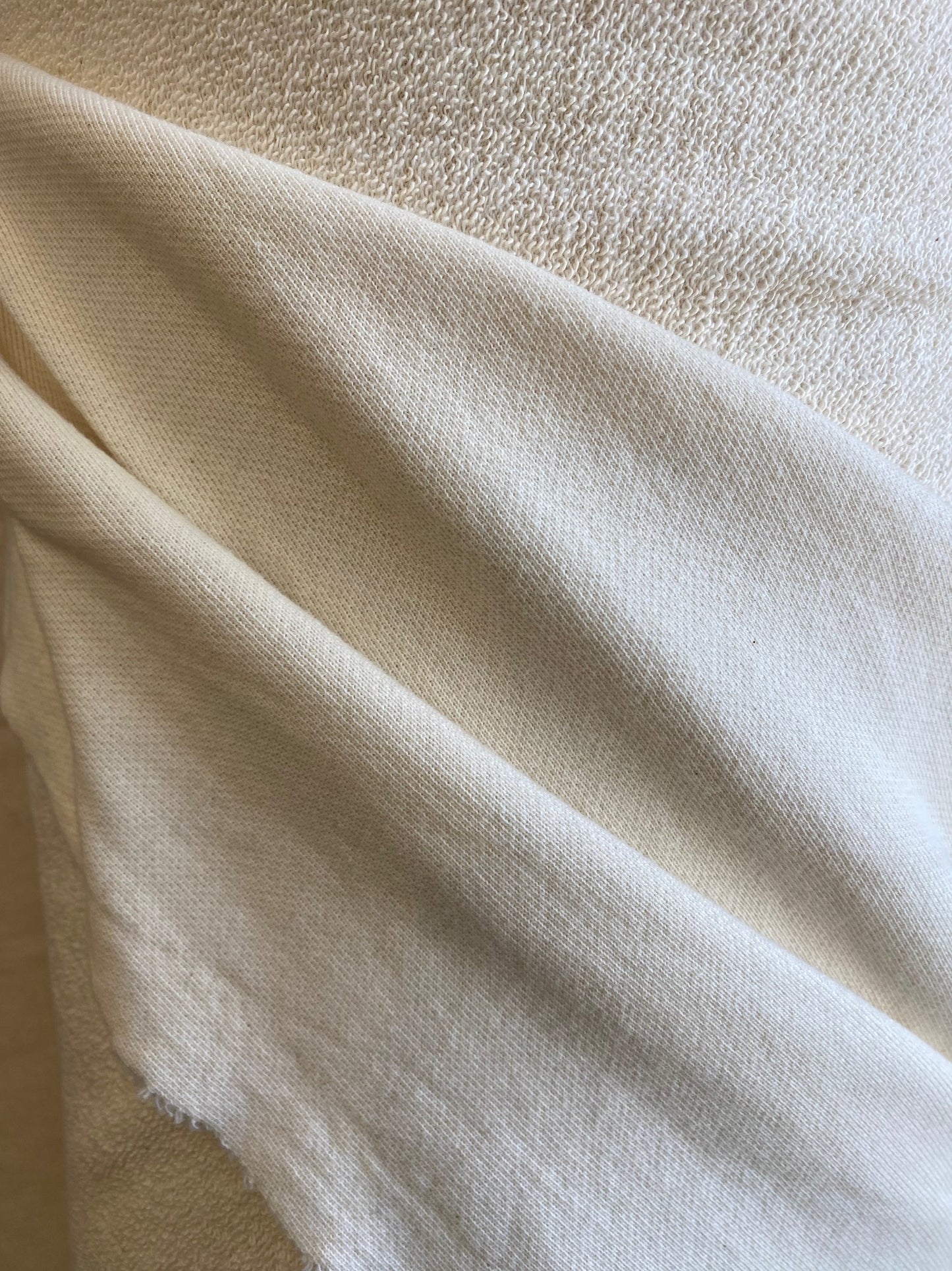 Cotton French Terry Fabric color Ivory 54 Inches Width by The Yard