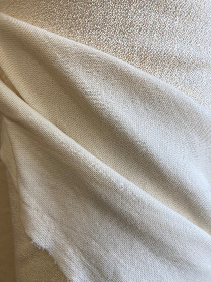 Cotton French Terry Fabric color Ivory 54 Inches Width by The Yard