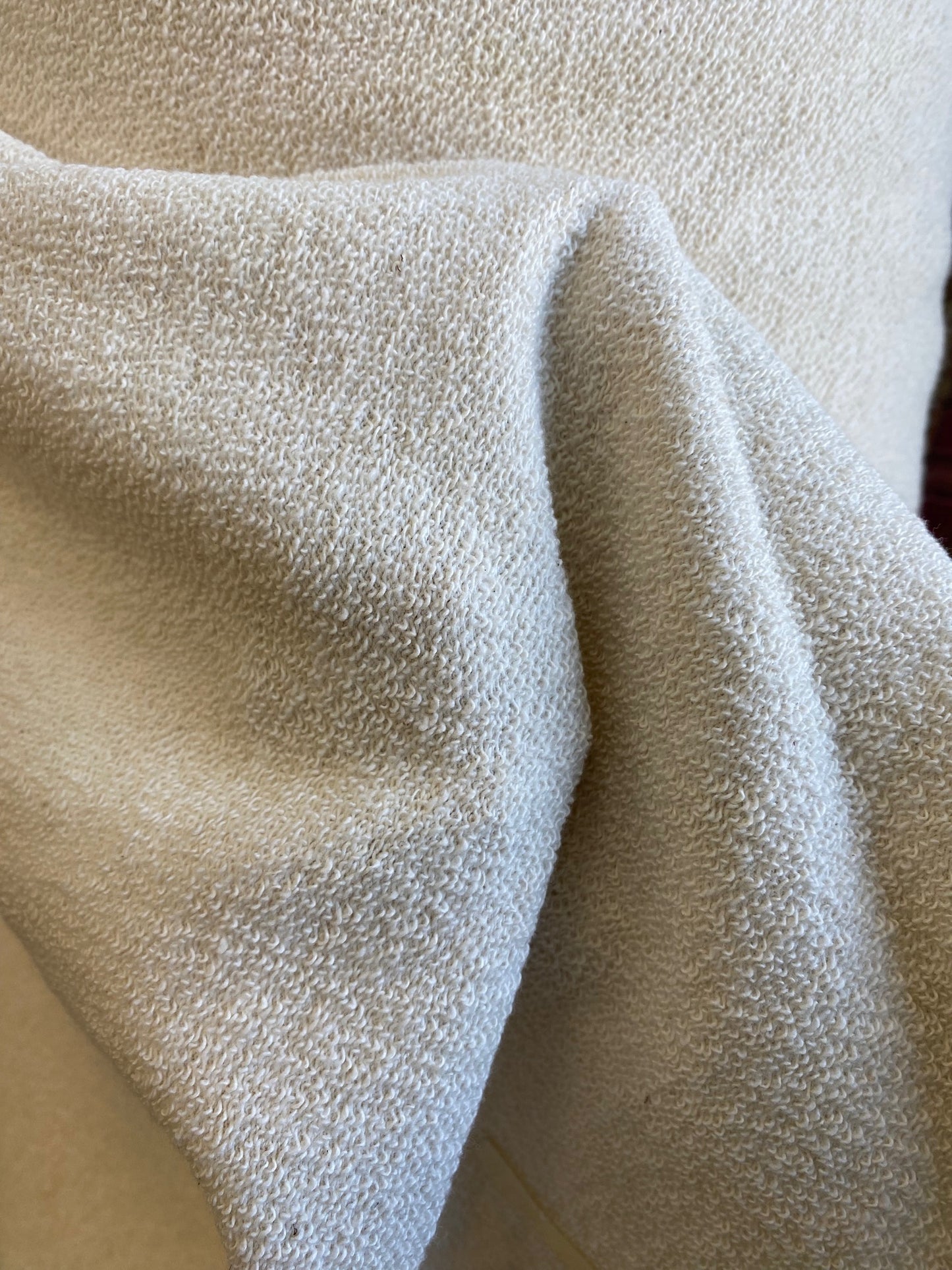 Cotton French Terry Fabric color Ivory 54 Inches Width by The Yard
