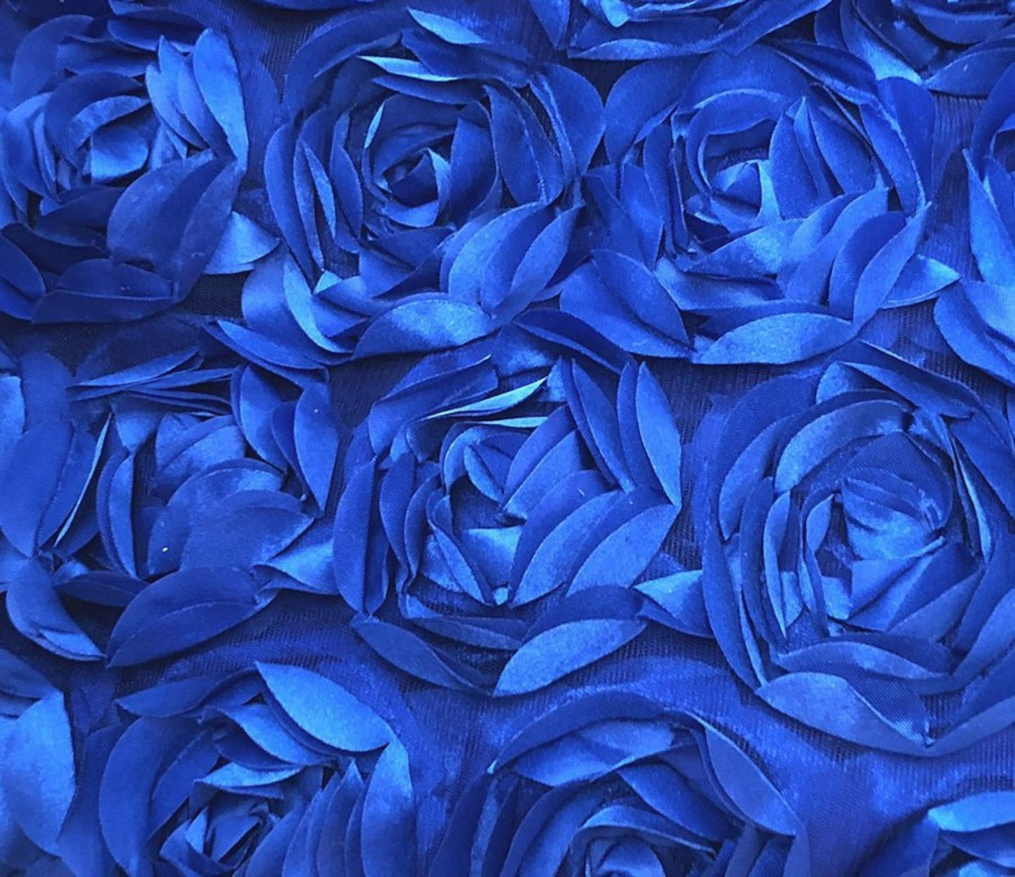 3D Rosette Fabric, Black Rosette on Mesh Fabric, 3D Rose Fabric, Black Satin Rosette Bouquet Flower, fabric by the Yard
