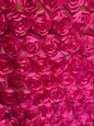 3D Rosette Fabric, Black Rosette on Mesh Fabric, 3D Rose Fabric, Black Satin Rosette Bouquet Flower, fabric by the Yard