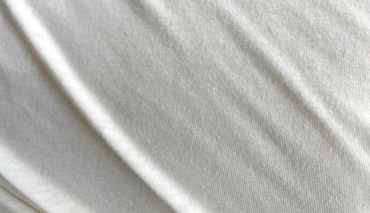 Bamboo Cotton T-shirt fabric off white color 4-Way Stretch Sold by the Yard 58"