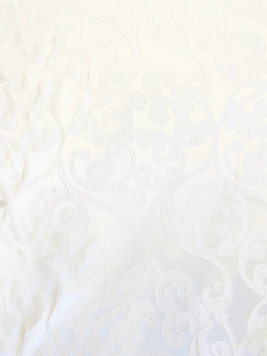 Jacquard White Floral beautiful modern design 58" sold by the yard