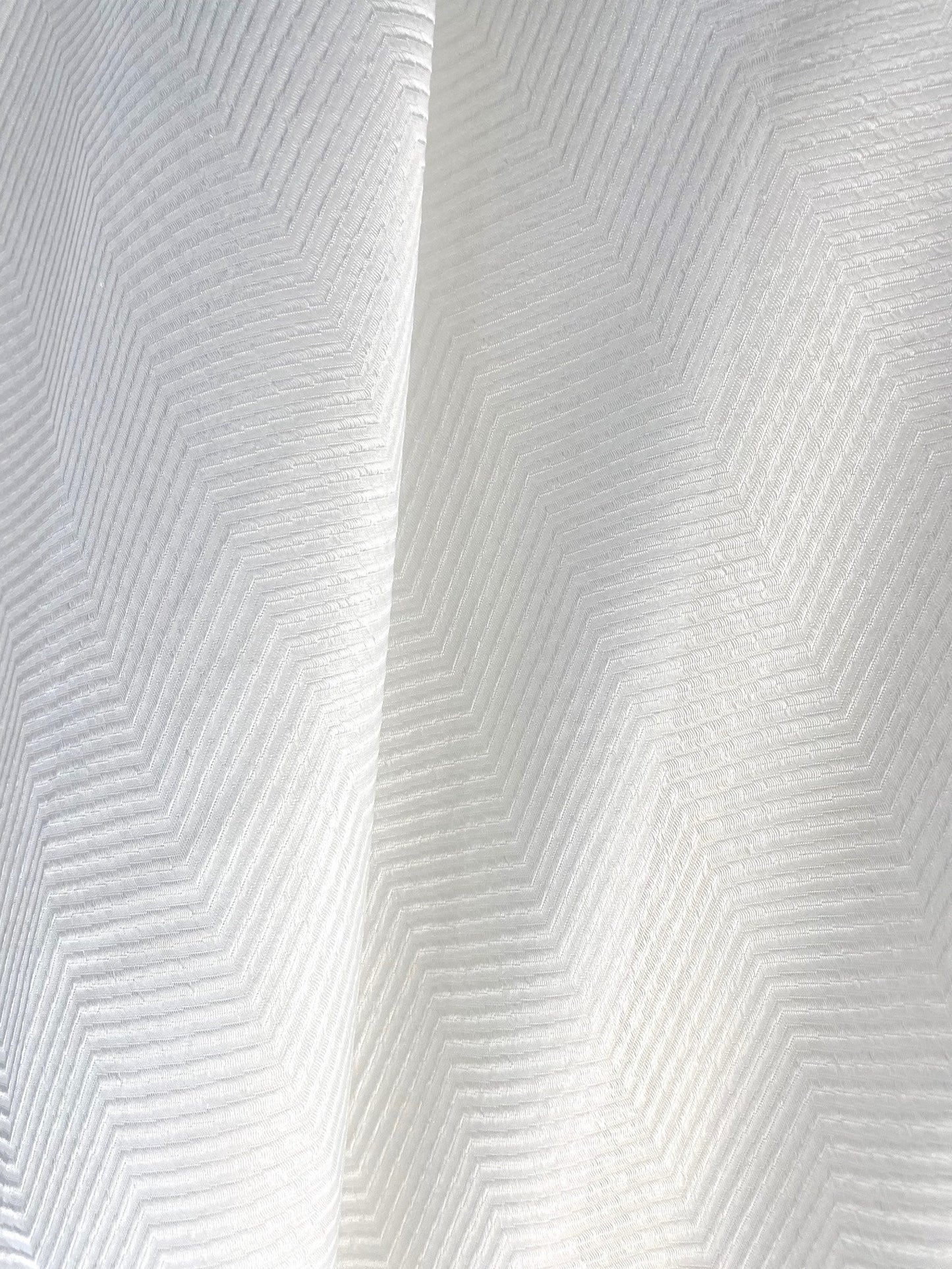Poly Poplin Chevron Textured White 118" Sold by the yard