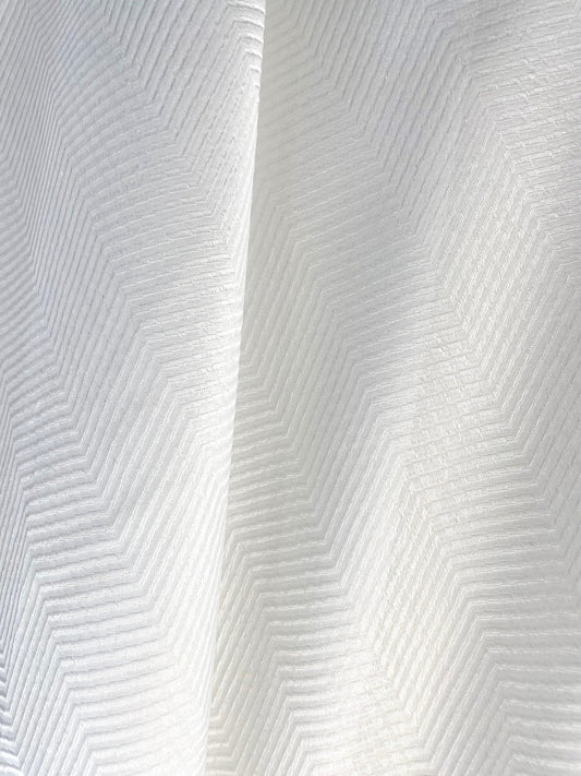 Poly Poplin Chevron Textured White 118" Sold by the yard