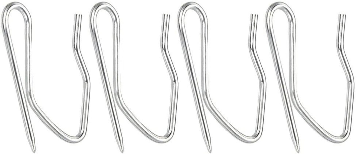 100 pcs Metal Curtain Hooks, 1.2 Inch Drapery Pin and Hook for Pleated Drapes, Stainless Steel Door/Window/Shower Curtain, Silver