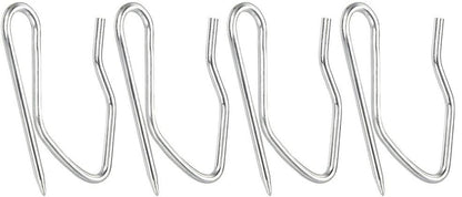 100 pcs Metal Curtain Hooks, 1.2 Inch Drapery Pin and Hook for Pleated Drapes, Stainless Steel Door/Window/Shower Curtain, Silver